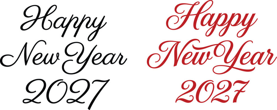 Happy New Year 2027 script typography design