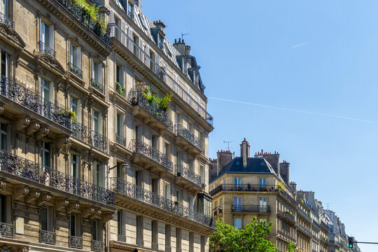 Haussmann architecture in Paris on a sunny day