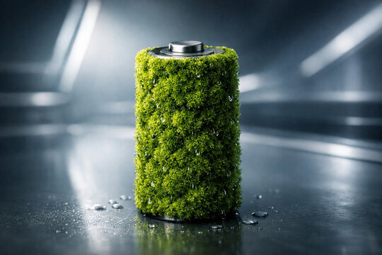 Eco-Friendly Green Energy Battery with Water Droplets.