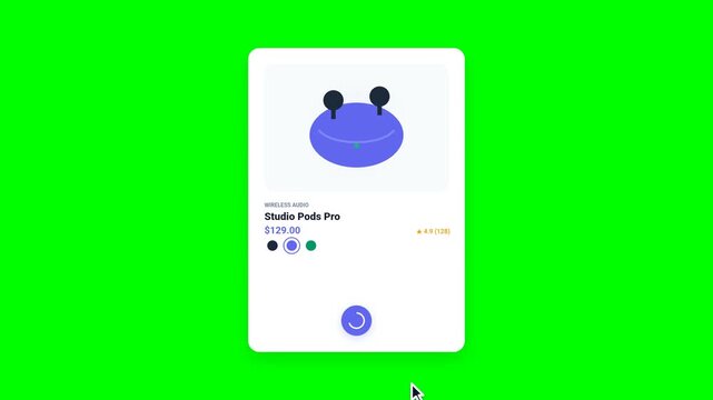 Modern e-commerce online shopping checkout interaction with green screen UI overlay