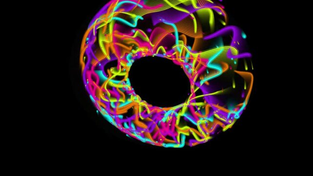 Abstract ChromaWarp 3D Toroidal Vortex Seamless Loop