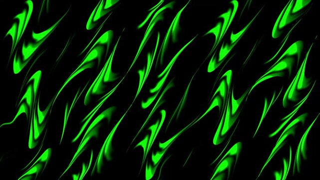 Dynamic Abstract Green Flowing Waves on Black Background &ndash; Seamless Loop