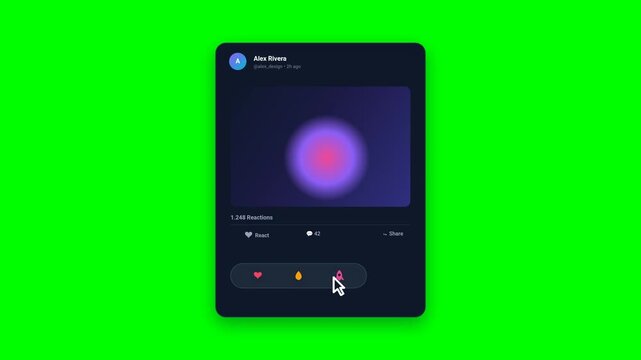 Social media reaction picker pop-out widget with high engagement counter burst