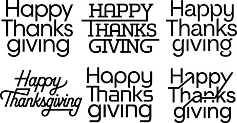 Obraz premium A collection of various artistic typography designs featuring the phrase happy thanksgiving perfect for holiday greeting cards invitations and seasonal social media