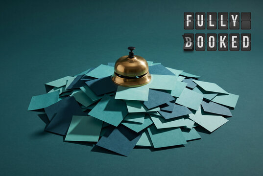 Reservation Overload Fully Booked Bell and Paper Notes 3D Render