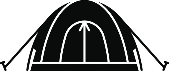 Camping dome tent black silhouette vector icon for outdoor adventure and recreation design © MdOsiar
