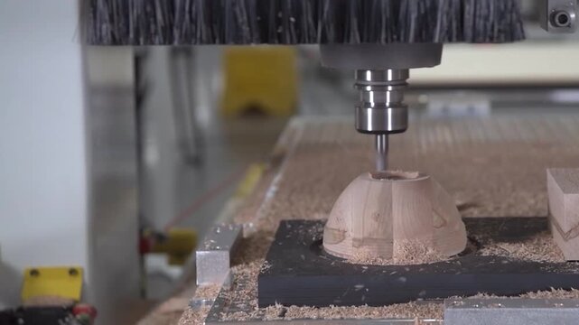industrial milling machine processing metal in a neutral industrial workshop with side view showing material being processed in gray and yellow tones, neutral industrial process.