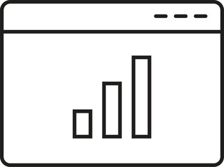 Obraz premium Browser window icon with bar chart inside representing data analytics and web statistics