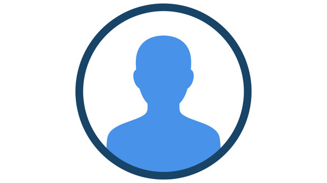 A simple clean and modern avatar design featuring a blue silhouette within a dark blue circular frame representing a user profile