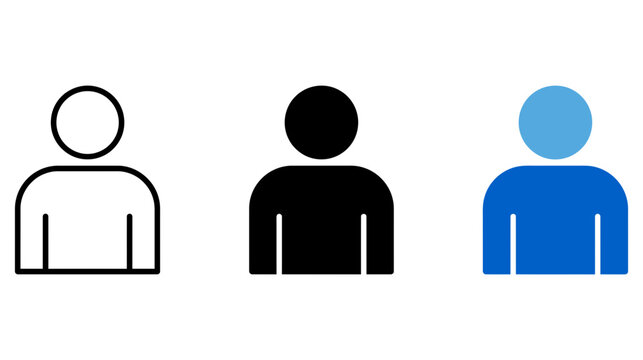 A series of three simple avatar icons are displayed showcasing variations in color and outline styles for user representation