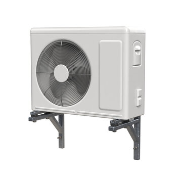 wall mounted heat pump for an air conditioner in side view