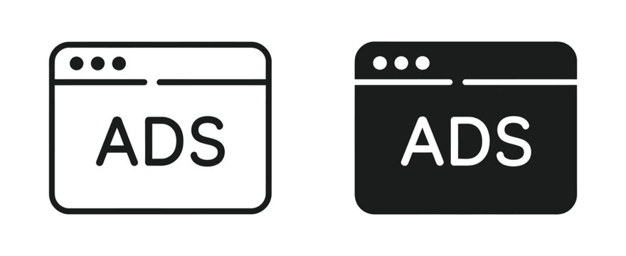 Digital advertising icon set featuring ppc marketing, online promotion, web ui, social media campaigns, targeting, analytics, and modern marketing symbols in clean vector style.
