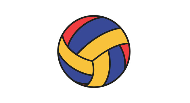 Colorful volleyball with blue panels.