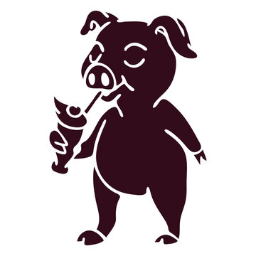 Pig cocktail detailed silhouette