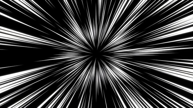 Abstract radial speed lines background with black and white motion effect