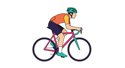 Fototapeta premium Cyclist Riding Pink Bicycle Outdoors.