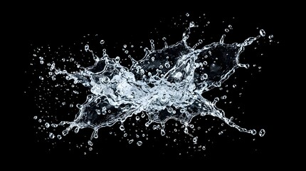 Obraz premium Clear water splash isolated on black background for design project