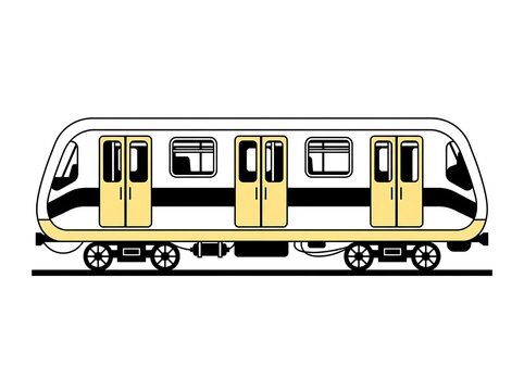 Modern subway train carriage vector illustration isolated on white background