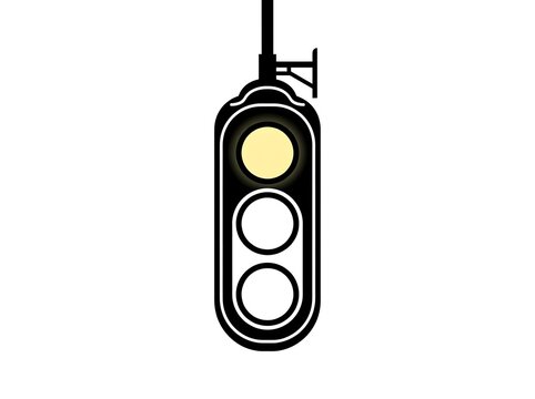 Traffic light signal with illuminated yellow light vector illustration