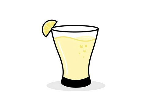 Refreshing yellow cocktail glass garnished with a fresh lemon slice vector