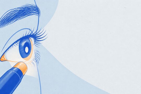Creative eye sketch in blue marker on textured paper