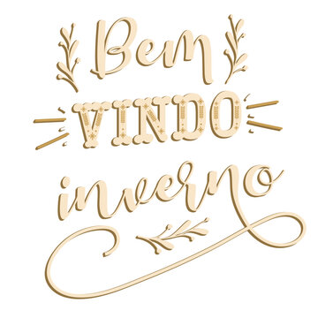 Winter lettering bem vindo invierno