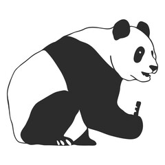 Sitting panda profile stroke © Vexels