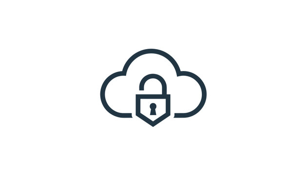 Cloud database storage with a secure padlock icon representing data protection, cloud hosting, and privacy.
