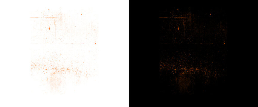 Distressed copper texture set, weathered metallic surface on white and black backgrounds, industrial rust patina overlays for graphic design