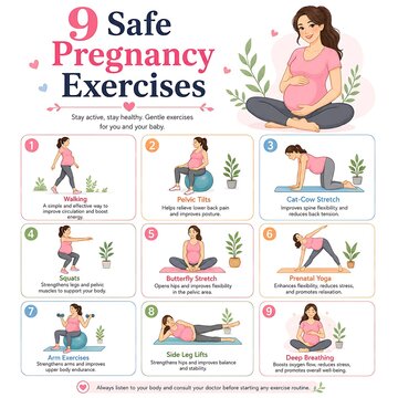 Nine safe pregnancy exercises for healthy prenatal fitness