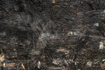 Fototapeta premium Black wooden chipboard texture close up