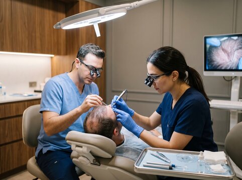 Professional Hair Transplant Procedure in a Modern Medical Clinic
