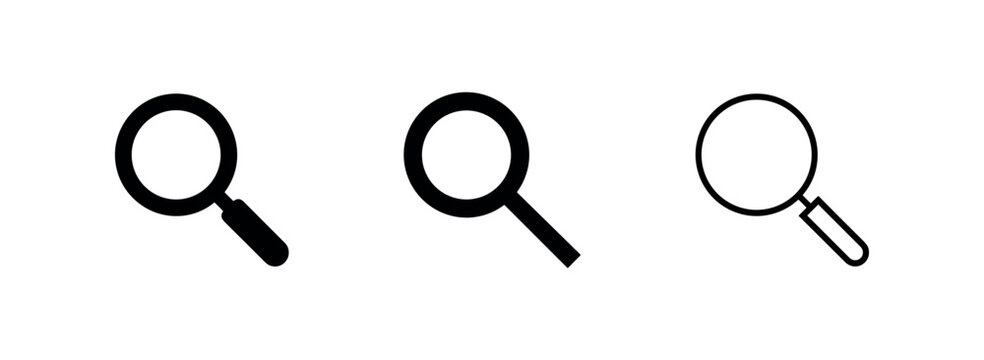 Search magnifying glass zoom icon set