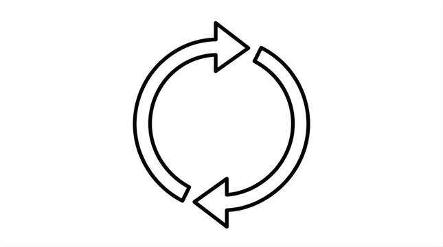 Circular arrow icon representing a refresh or recycle process isolated on white