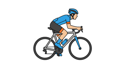 Fototapeta premium Man Riding a Bicycle Quickly Outdoors.