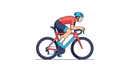 Fototapeta premium Man Riding a Bicycle Quickly Outdoors.