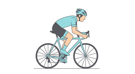 Fototapeta premium Man Riding Bicycle Wearing Helmet.