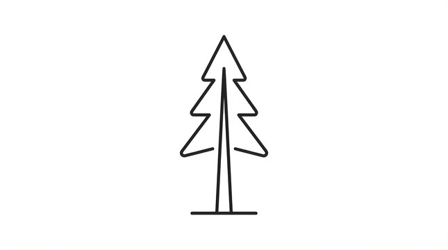 Minimalist pine tree icon outline for nature and forest environment design