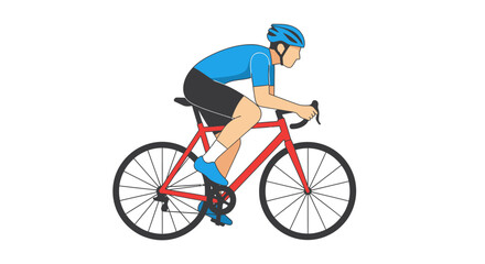 Fototapeta premium Man Riding Red Bicycle Outdoors Freely.