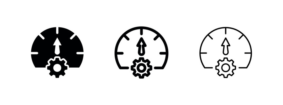 Speedometer with Gear Icons Set for Performance Optimization and Efficiency