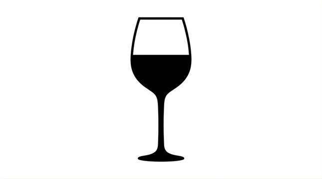 Simple black wine glass silhouette icon isolated on a white background