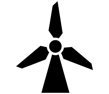 Wind turbine power plant energy generation icon silhouette isolated on white background with renewable energy green energy electricity generation