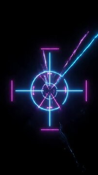 Energy Beams Pulsing and Converging in a Dynamic, Neon-Lit Animation. Futuristic Laser Effects with Glowing Lines and Central Focus.