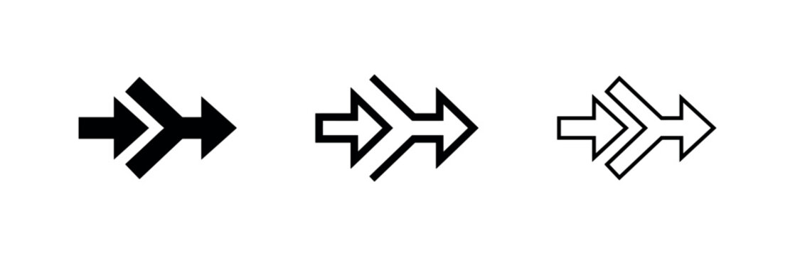Converging and Merge Arrows Icon Set for Direction