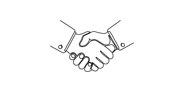 Continuous line drawing of a business handshake.
