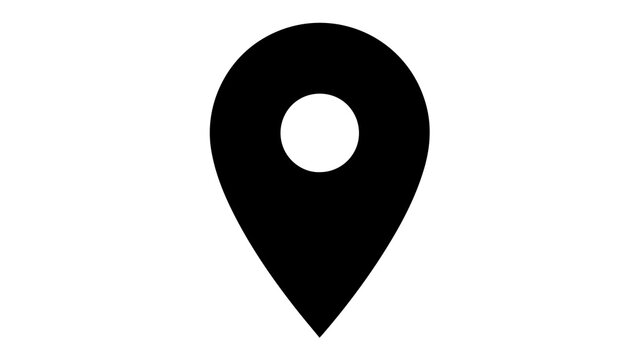 Black map location pin icon representing navigation and geolocation with map marker position sign place graphic destination badge gps marker geolocation symbol pointer symbol location