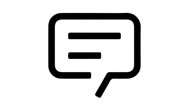 Black speech bubble icon with three text lines inside representing conversation chat icon dialogue box communication icon comment bubble conversation sign message symbol isolated feedback