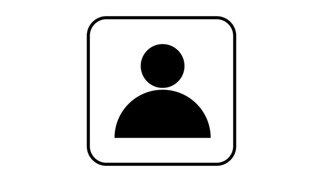 Solid black user profile icon inside a rounded square shape representing an account with avatar sign member icon contact icon person symbol people symbol human symbol isolated silhouette