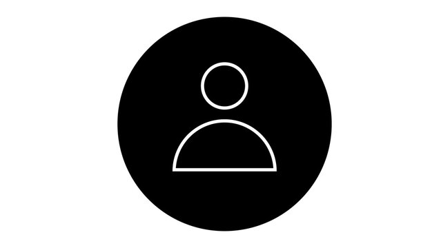 Outline user profile icon inside a solid black circle representing a personal account with avatar sign member icon contact icon person symbol people symbol human symbol isolated minimalist