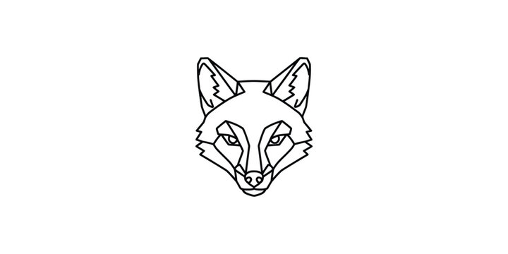 Geometric stylized line art illustration of a fox head.